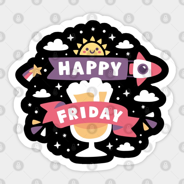 Happy Friday Sticker by Mako Design 